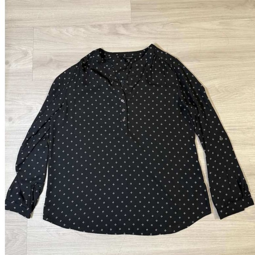 Zac Rachel Womens Black Geometric Print Long Sleeve Tunic Top Size L